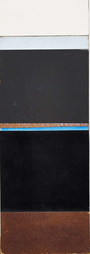 
	
		Dennis Hawkins,
		British 1925-2001-
		
		Blue Line Relief, 1969;
		 
		acrylic on wood,...