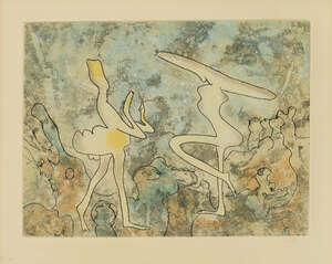 
	
		Roberto Matta,
		Chilean 1911-2002-
		 
		Viens Voir, 1969;
		 
		etching with aquatint...