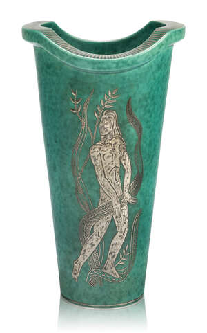 
	
		Gustavsberg, an Argenta ceramic vase
		c.1930, signed in silver Gustavsberg, Anchor,...