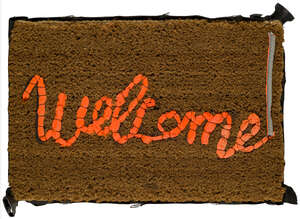 
	
		Banksy, 
		British b.1974- 
		 
		Welcome Mat, 2020; 
		 
		hand-stitched mat in fabric...