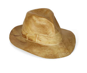 
	
		Livio De Marchi (Italian b.1943), a pine carving of a hat,
		c.1990, hand worked...