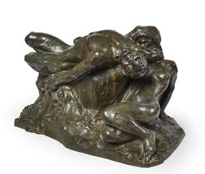 
	
		Giovanni Nicolini, Italian, 1872-1956, 'Ebbro' (Drunk), bronze, modelled as a nymph and...
