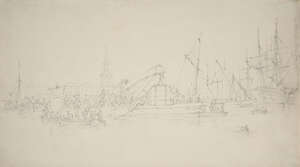 
	
		Edward William Cooke RA, 
		British 1811-1880- 
		 
		Stone Barge (London Bridge);...