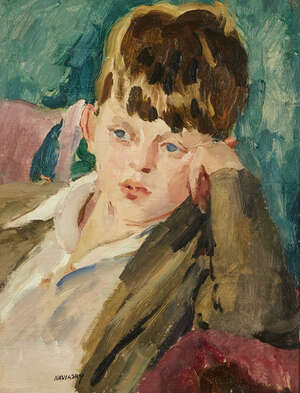 
	
		Philip Naviasky,
		British 1894-1983-
		 
		Portrait of a boy;
		 
		oil on panel,...