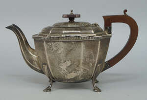
	
		A silver teapot, Sheffield c.1931, George Wish; George Wish & Co Ltd., of faceted form,...