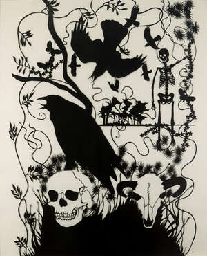 
	
		James Aldridge, 
		British b.1971- 
		 
		Spirit in Black, 2006; 
		 
		black paper cut...
