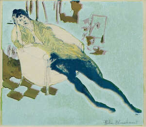
	
		Rita Blanckaert, Belgian, late 20th/early 21st century- Seated female figure in an...