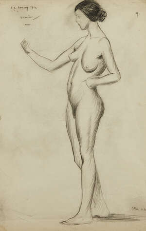 
	
		Laurence Stephen Lowry RA RBA,
		British 1887-1976-
		 
		Female Nude;
		 
		conte on...