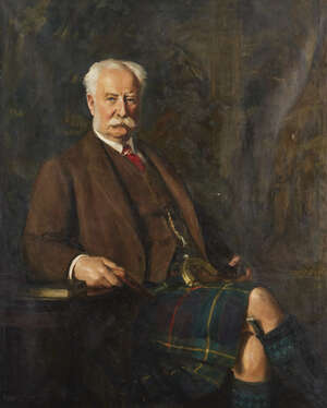 
	
		George Harcourt RA RBA RP,
		Scottish 1868-1947-
		 
		Full length seated portrait of...