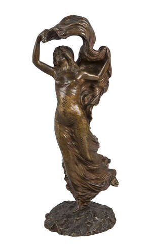 
	
		A French bronze model of maiden, cast after a model by Leon Noel Delagrange,...