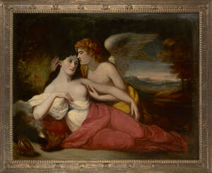 
	
		Follower Federico Cervelli, 
		Italian c.1625-1700- 
		 
		Cupid awakening Psyche;...