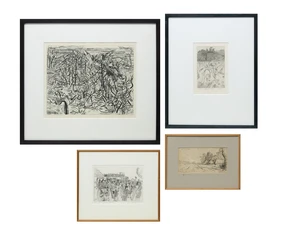Anthony Gross CBE RA,&nbsp;British 1905-1984,&nbsp;Whitmonday Fair, Blackheath, 1982; Normandy Farm, 1923;...