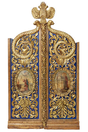 
	
		A pair of Royal doors, Eastern European or Russian, early 19th century, the right hand...