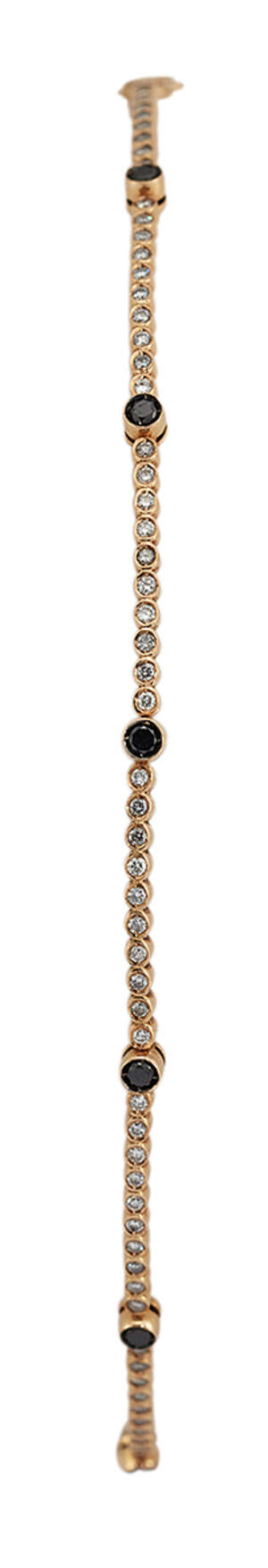 
	
		A diamond and coloured diamond 'evil eye' bracelet, the bezel-set circular-cut diamonds...