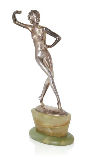 Josef Lorenzl (1892-1950)
Female dancer, circa 1925Silvered bronze, onyx baseSigned 'Lorenzl' in...