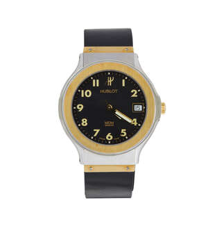 
	
		An automatic wristwatch, by Hublot, the circular black dial with luminous Arabic numerals...