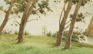 
	
		Spyridon Scarvelli, 
		Greek 1868-1942- 
		 
		View of Corfu; 
		 
		watercolour,...