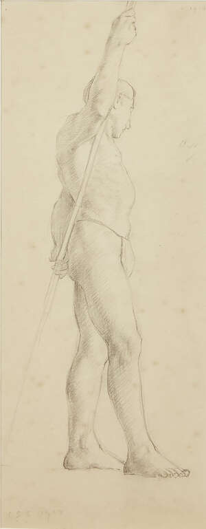 
	
		Laurence Stephen Lowry RA RBA,
		British 1887-1976-
		 
		Male Figure holding a...