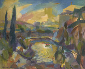 
	
		Basil Nubel ARCA, 
		British 1923-1981-
		 
		Spanish Garden, 1969;
		 
		oil on canvas,...