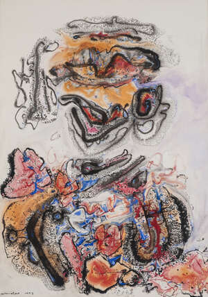 
	
		Ambadas Khobragade (Indian, 1922-2012), Untitled, 1973, mixed media on paper, signed...