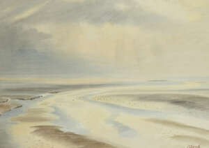 
	
		Roland Vivian Pitchforth RA ARWS,
		British 1895-1982-
		 
		Tugboat at Sea;
		 
		