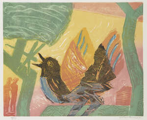 
	
		Michael Rothenstein RA,
		British 1908-1993-
		 
		The Garden II, c.1990;
		 
		woodcut...