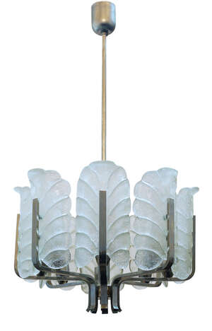 Carl Fagerlund (1915-2011) for Orrefors, eight light chandelier, circa 1970, glass, steel, 83cm...