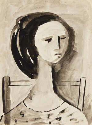 
	
		Henry Cliffe, 
		British 1919-1993 - 
		 
		Female portrait; 
		 
		ink on paper,...