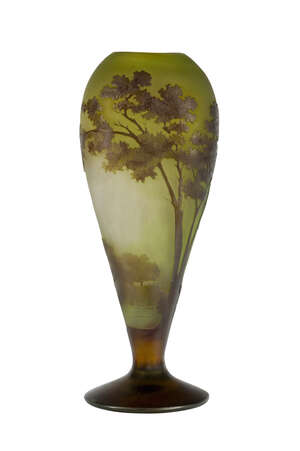 
	
		Gallé, a cameo glass landscape vase 
		c.1910, signed in cameo Gallé 
		The tapered...