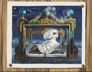 
	
		Martin Battersby,
		British 1914-1982-
		 
		Small Feathered Sphinx;
		 
		gouache...