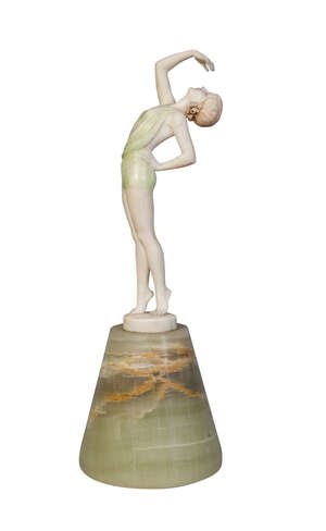 
	
		Ferdinand Preiss (1882-1943), a carved ivory figure
		Girl in a green bathing suit, c....