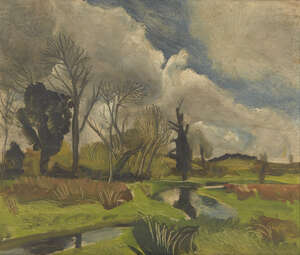
	
		Rowland Suddaby, 
		British 1912-1972 -  
		 
		Landscape with river; 
		 
		oil on...