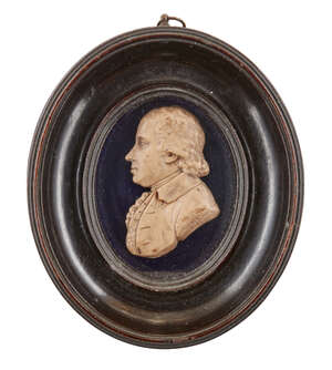 
	
		James Tassie, Scottish, 1735-1799, a wax portrait relief of Dr Benjamin Bell (1749-1806),...