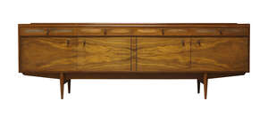 
	
		Robert Heritage (1927-?), a walnut and copper inlaid sideboard for Archie Shine Ltd,
		