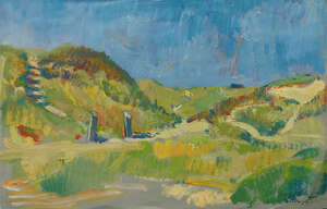 
	
		Harry Lips, Dutch 1918-1979- Landscape; gouache on coloured buff, signed, inscribed and...