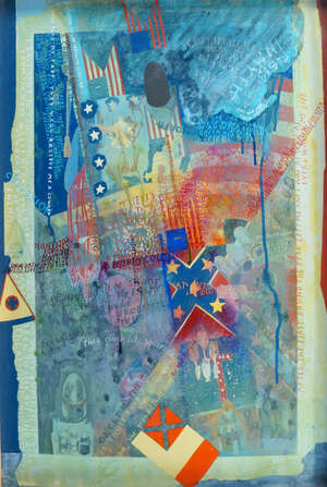 
	
		Peter Moore, British, late 20th century/21st century - Untitled on board, 1997; oil on board,...