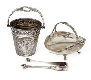 
	
		A German silver ice bucket, base stamped 800, maker's mark rubbed (possibly HK), of...