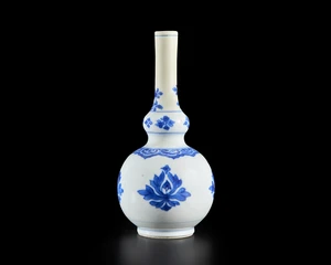 A small spherical blue and white perfume or rose water sprinkler,&nbsp;China for the export market,...