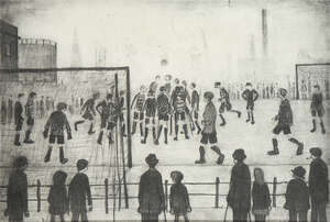 
	
		Laurence Stephen Lowry RBA RA, 
		British 1887-1976- 
		 
		The Football Match;...
