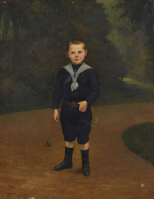 
	
		Charles Kvapil, 
		Belgian 1887-1954- 
		 
		Portrait d'un jeune garçon, 1907; 
		 
		