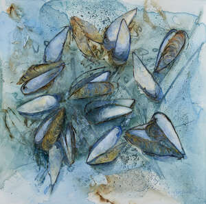 
	
		Catherine Forshall, 
		Scottish b.1958 - 
		 
		Native Oysters; 
		 
		acrylic on...