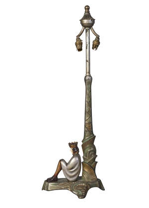 
	
		Roland Paris and C. Morin, a cold-painted bronze and ivory figural table lamp
		c.1930,...