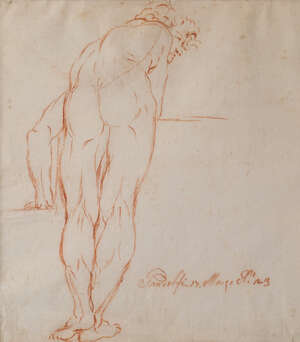 
	
		Circle of Mauro Gandolfi, 
		
		Italian 1764-1834- 
		
		Study of a male nude; 
		
		