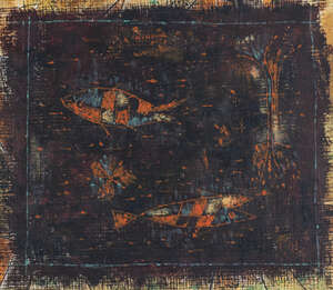 
	
		Homi B. Patel, 1928-2004, A Bird, Fish, gouache on paper, "Bird" signed lower right,...