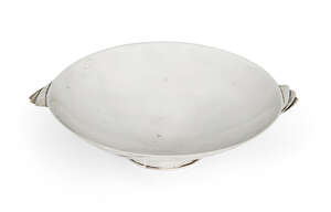 
	
		A silver nut bowl by Max Grenville, London, 1988, in maker's box, the circular dish...