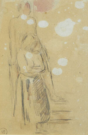 
	
		Vanessa Bell, 
		British 1879-1961- 
		 
		Two figures standing, c.1930s; 
		 
		