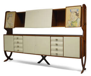 
	
		Gio Ponti (1891-1979) & Piero Fornasetti (1913-1988), a unique mahogany, lacquered and...