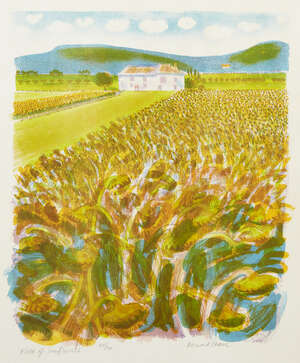 
	
		Bernard Cheese,
		British 1925-2013-
		 
		Field of Sunflowers & Vineyards at Mirabel...
