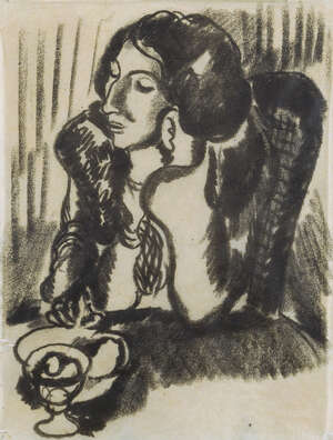 
	
		Wolf Kibel, 
		Polish/South African 1903-1938- 
		 
		Woman seated at a table;...