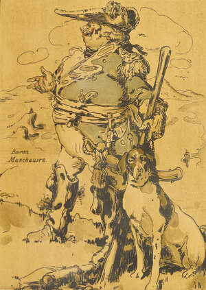 
	
		Sir William Nicholson, 
		British 1872-1949- 
		 
		Baron Munchausen, Commodore...